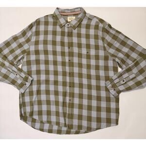 The Normal Brand Shirt Mens 2XL Green Gray Plaid Button Front Long Sleeve